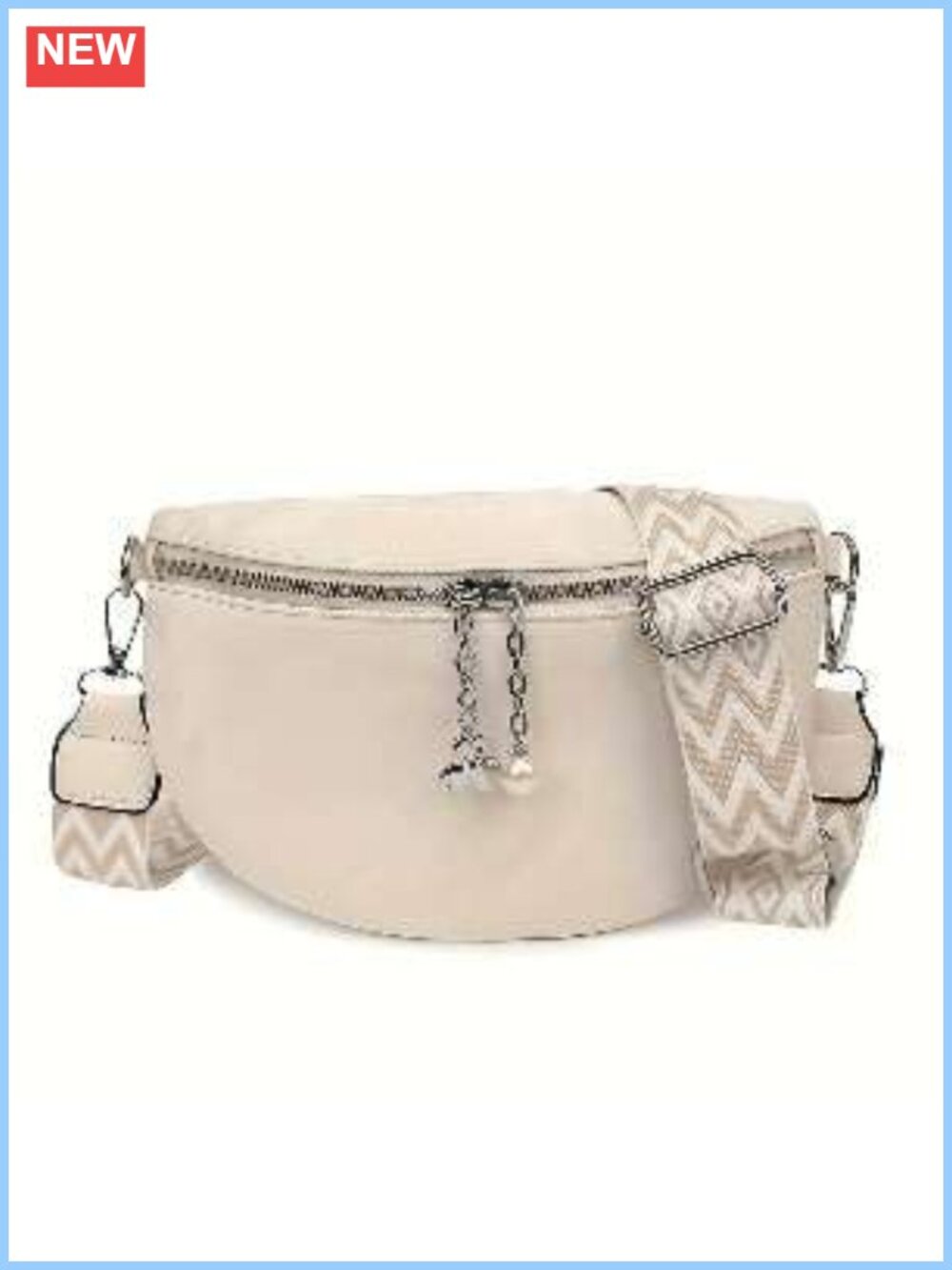 Women's Casual Crossbody Bag Adjustable Strap Fanny Pack Pearl Detail